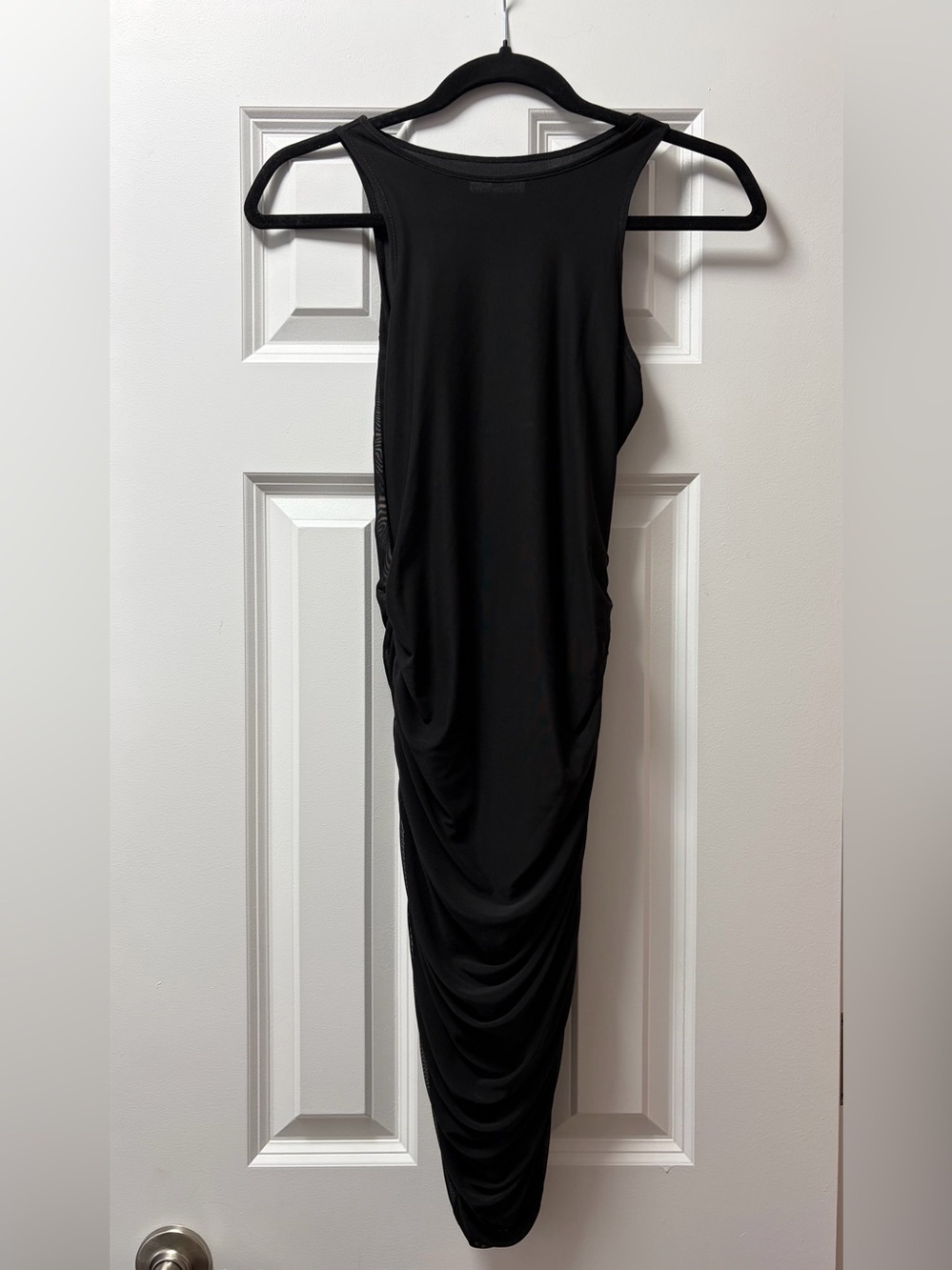 Sleeveless Black Midi Dress with Side Ruching